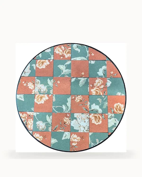 Coral Rose Chequer Mosaic Garden Table — Mosaic pattern