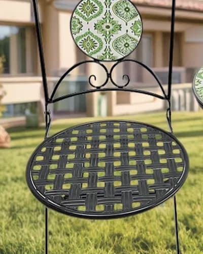 Green Damask Mosaic Folding Bistro Chair