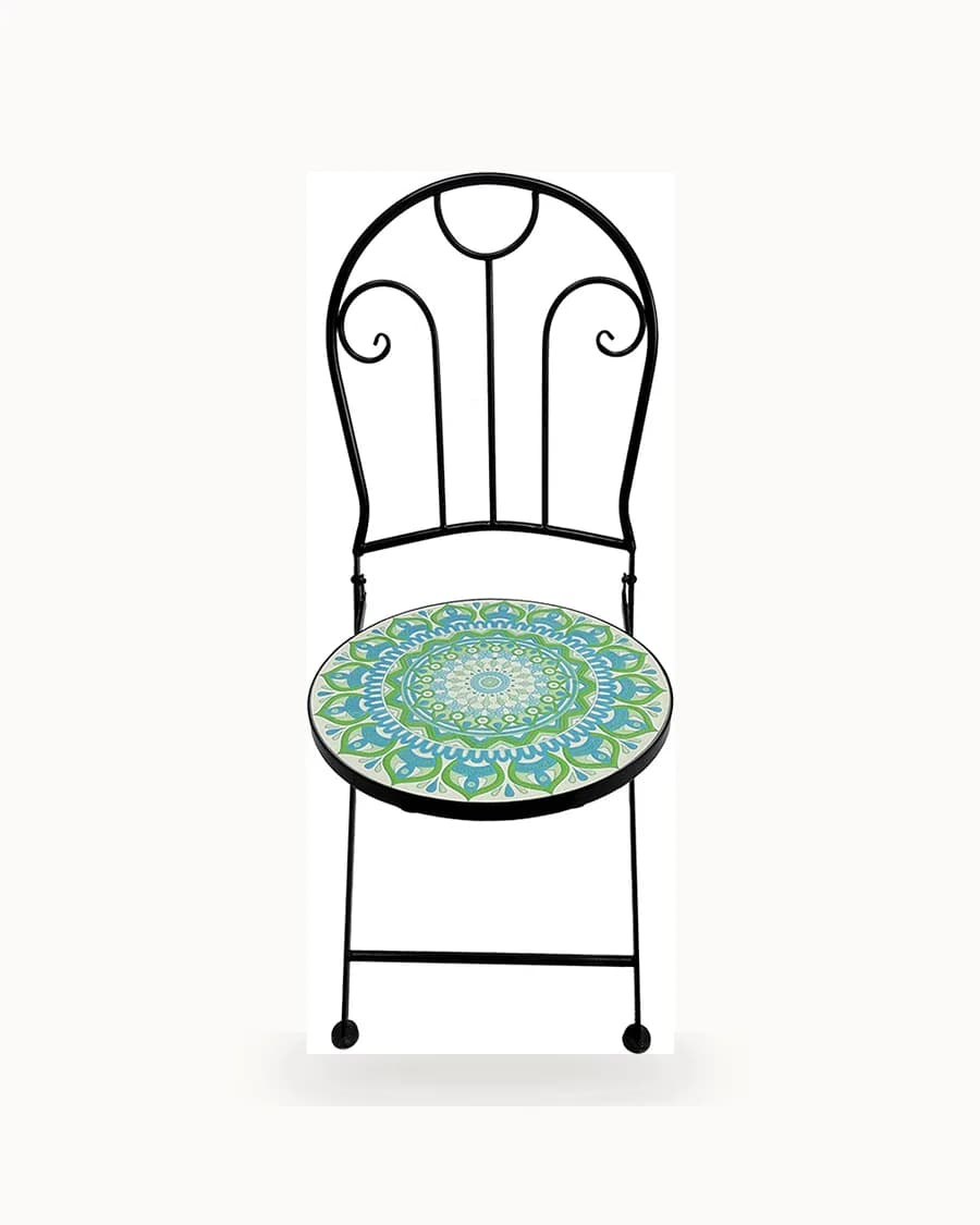 Jade Mandala Mosaic Folding Bistro Chair