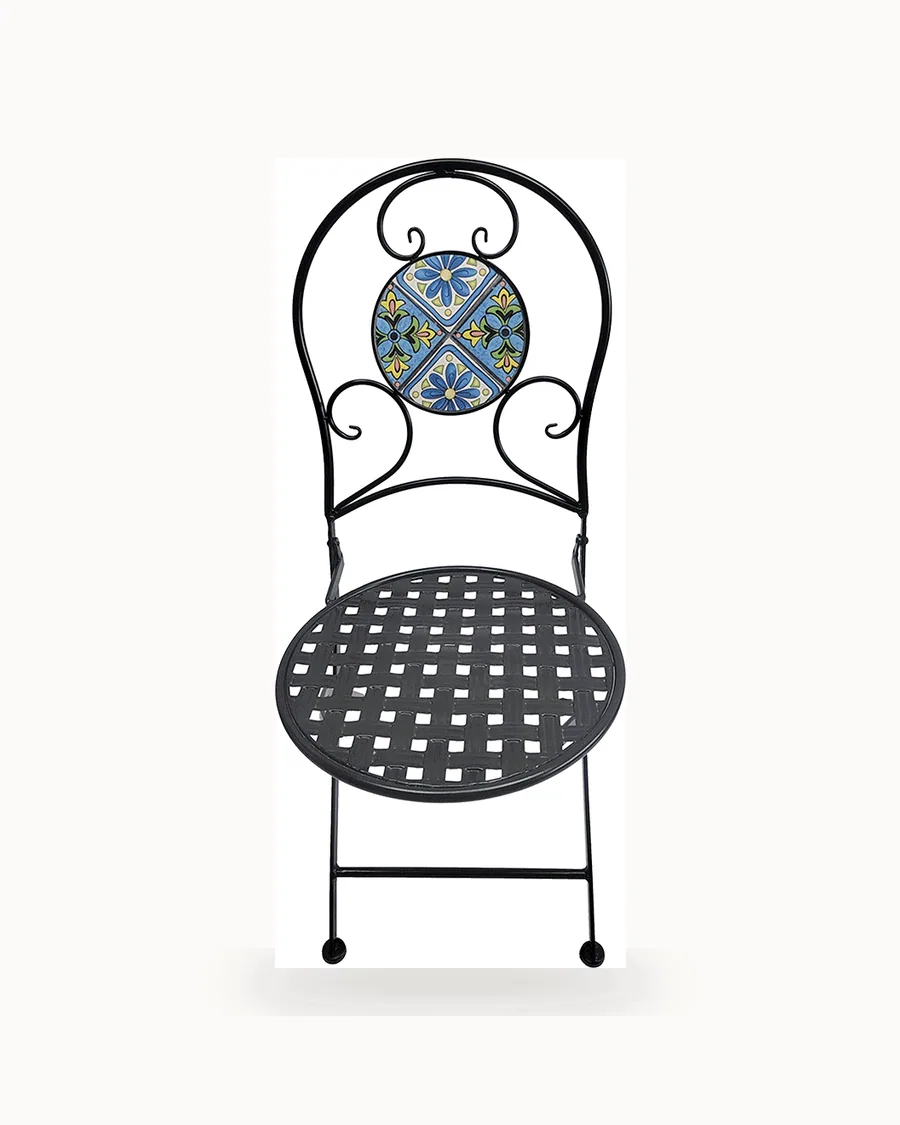 Cornflower Tile Mosaic Folding Bistro Chair