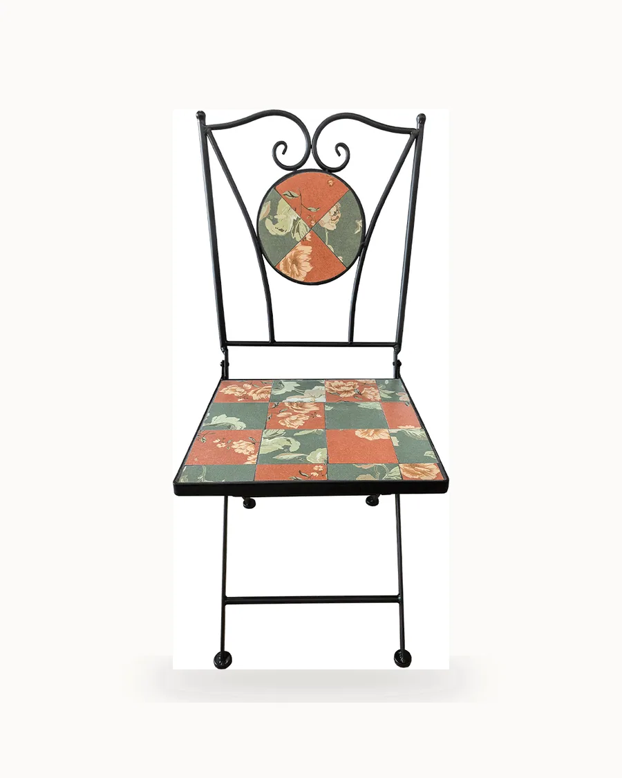 Coral Rose Chequer Mosaic Folding Chair