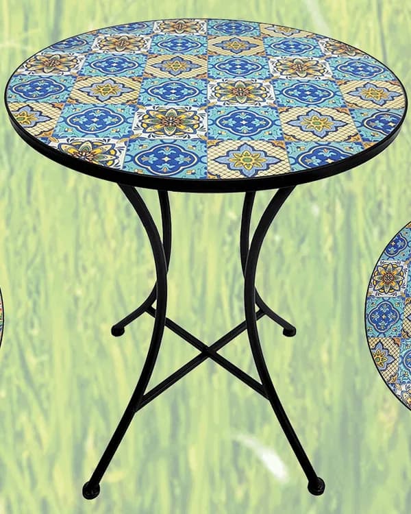 Blue Ochre Azulejo Mosaic Bistro Table