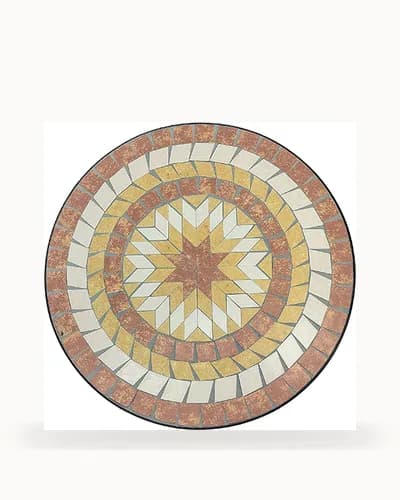 Ochre Starburst Stone Mosaic Bistro Table — Mosaic pattern