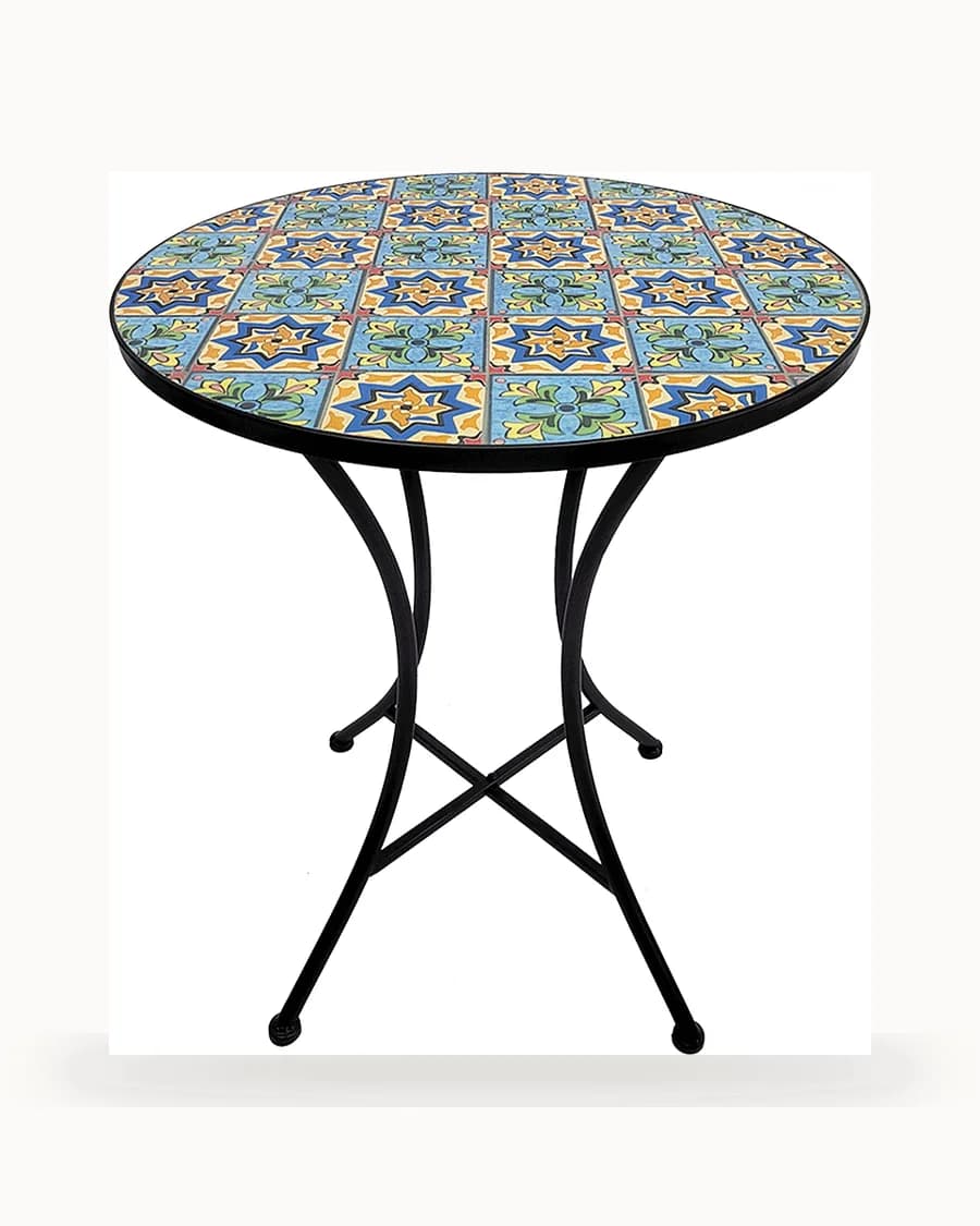 Teal Ochre Tile Mosaic Bistro Table