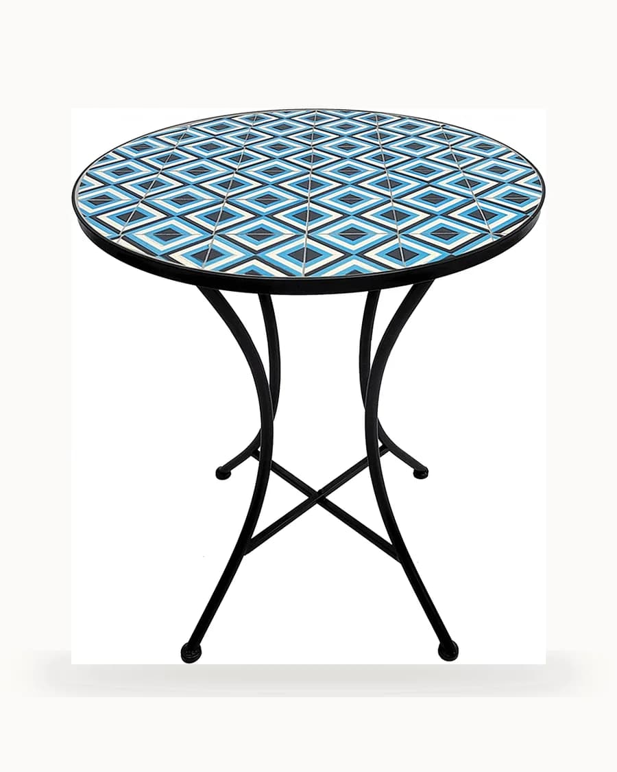 Blue Diamond Lattice Mosaic Bistro Table