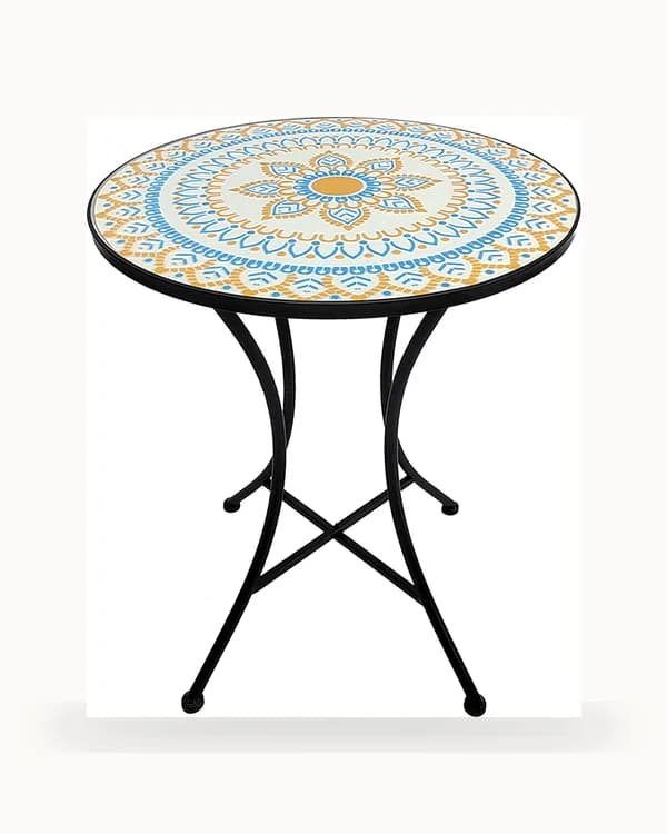 Amber Bloom Mandala Mosaic Bistro Table