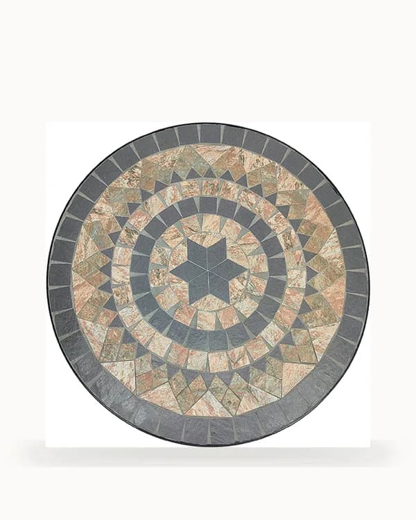 Travertine Medallion Stone Mosaic Bistro Table — Mosaic pattern