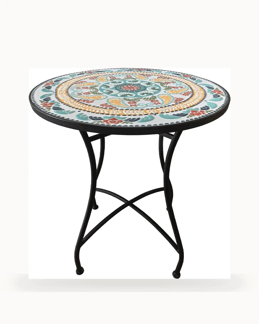 Saffron Mandala Mosaic Garden Table