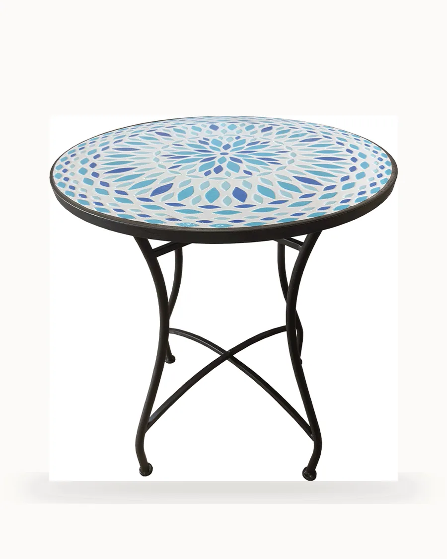Indigo Petal Mosaic Garden Table