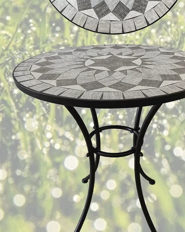 Gartentisch Natursteinmosaik Sternmotiv Grau