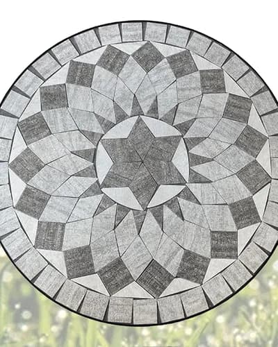 Greyscale Star Stone Mosaic Garden Table — Mosaic pattern