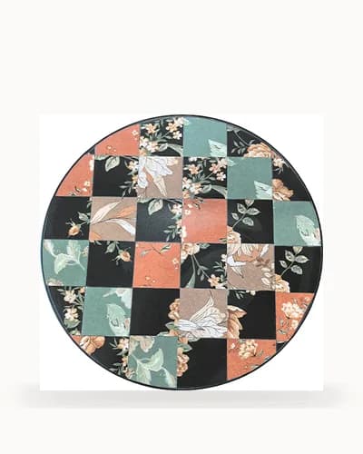 Midnight Bloom Chequer Mosaic Garden Table — Mosaic pattern