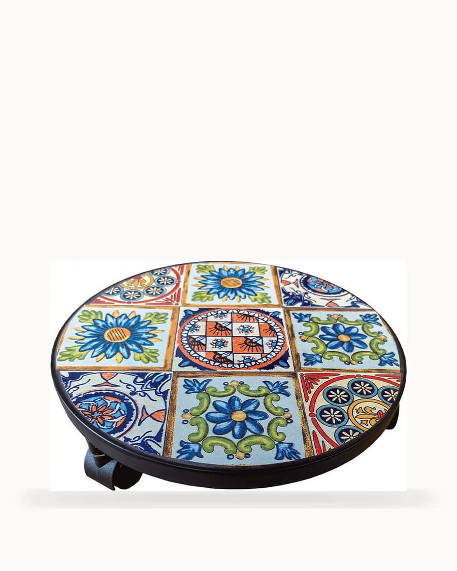 Talavera Mosaic Rolling Plant Stand
