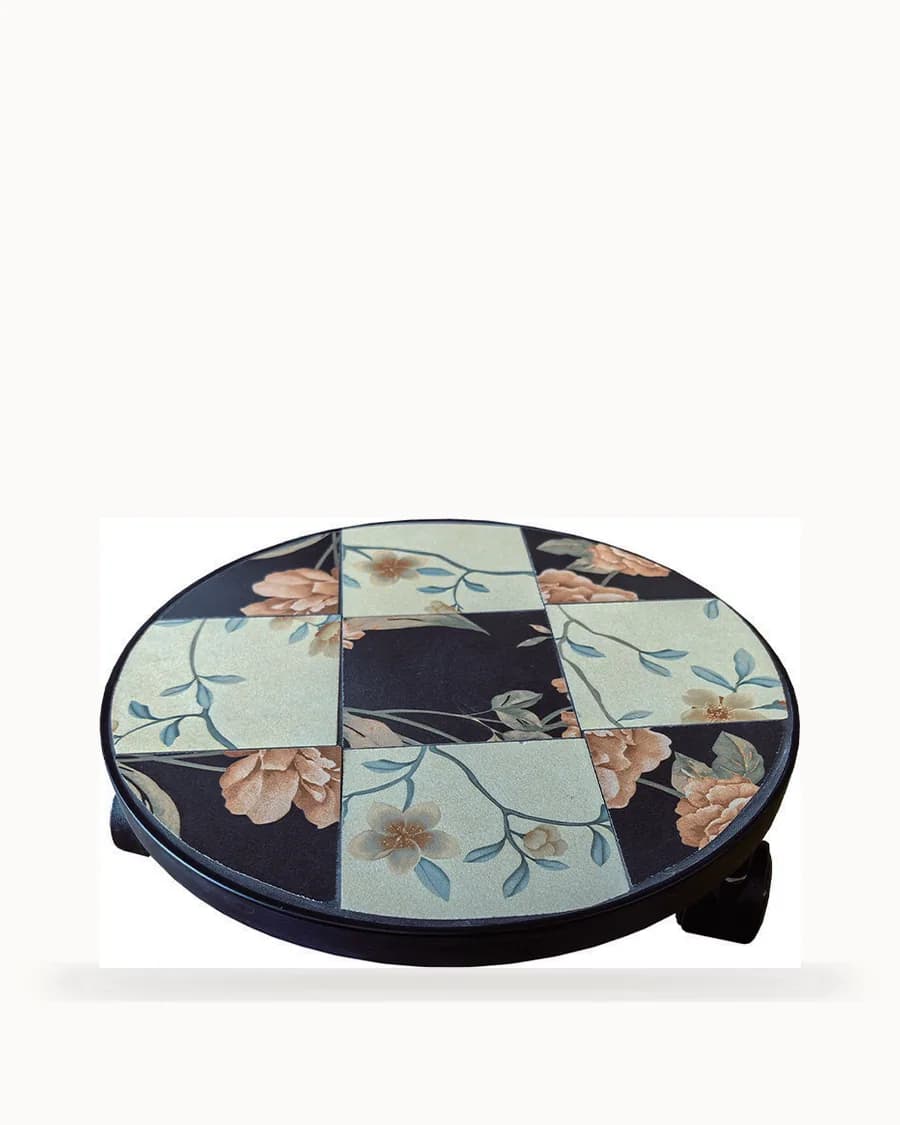 Midnight Bloom Mosaic Rolling Plant Stand